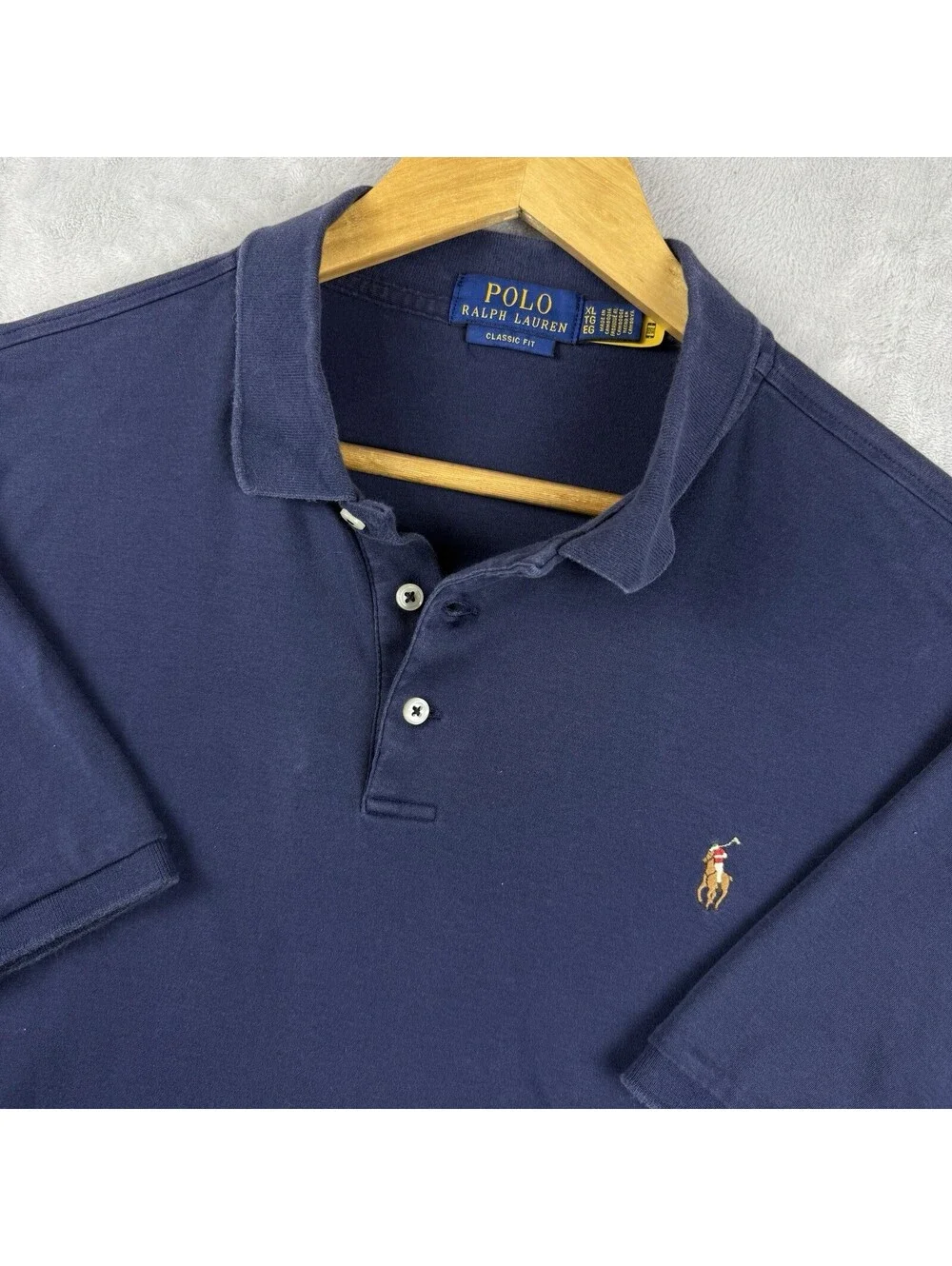 Polo Ralph Lauren Classic Fit Blue Polo Shirt Men's XL Pony Logo Cotton Preppy